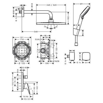 Crometta E Sistem de duș 240 1jet cu baterie monocomanda 