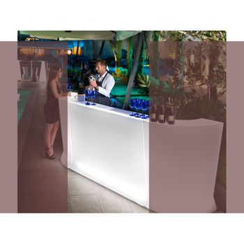 Mobilier (tejghea central) pentru bar LYXO MARVY BAR LED L 150cm x H 110cm central front with Led light outdoor - Wire 3m BN301-OCM150-019 included led tube 36W 4000K (Bar luminos modular Mobilier (tejghea) central de bar cu iluminare LED pentru exterior)