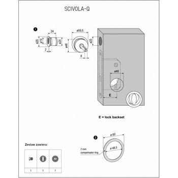 Set de mânere pentru uși cuisante B019301232 cromat satinat 