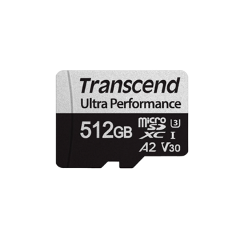 512GB MicroSD (Class 10) UHS-I (U3) +SD adapter,  Transcend TS256GUSD340S (V30, A2, R/W:160/125MB/s) 