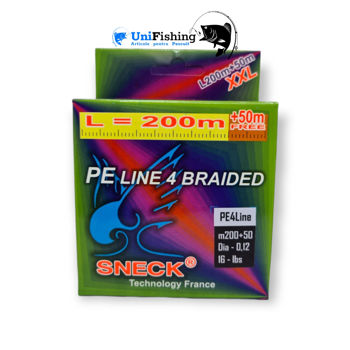 Шнур плетёный Sneck PE line 4 BRAIDED   200м	 0.10mm 