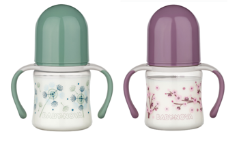 купить "Baby-Nova" Силиконовая бутылочка с широким горлышком и ручками, 150 мл, от 0 до 24 месяцев, медленный поток, без BPA, с дополнительной соской, в Кишинёве 