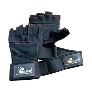 HARDCORE RAPTOR GLOVES  BLACK WITH RED STITCHES 