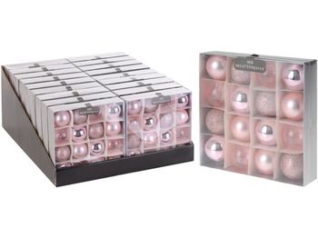Set globuri pentru brad 16X40mm, roz in cutie 