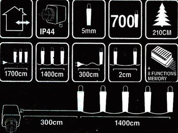 Luminite de Craciun "Ramura" 700LED extra alb-cald, 14m, 8regim 