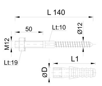 купить Крепление для бойлера М12x140мм BR-145  STYRON в Кишинёве 