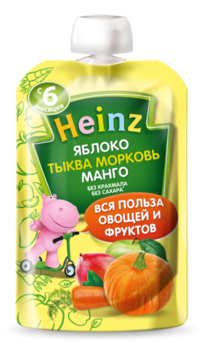 купить Heinz пюре яблоко, морковь, тыква и манго 5 мес. 90г в Кишинёве 