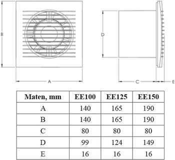 купить Вентилятор D.125 E-EXTRA - EE125 - 150 м³/ч, 16 W  EUROPLAST в Кишинёве 