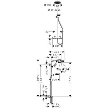 Sistema de  dus hansgrohe Crometta 160 1Jet Showerpipe cu termostat 