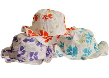 Шляпа детская летняя D24cm, с цветами и бабочками 