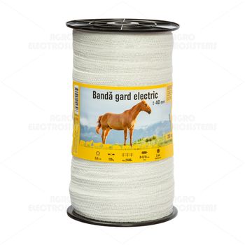 Bandă gard electric – 40 mm – 200 m – 120 kg – 3,8 Ω/m 