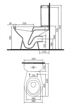 купить Компакт 3-6 л с нижней подводкой Vektor Plus с крышкой, выпуск 90° (80275)  COLOMBO в Кишинёве 