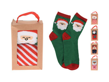 Носки рождественские женские в подарочной упаковке,полиэстер 