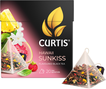 Чай черный в пирамидках CURTIS "Hawaii Sunkiss" 20 пирамидок, с ароматом гуавы, земляникой, ананасом и базиликом, фруктовый ароматизированный 