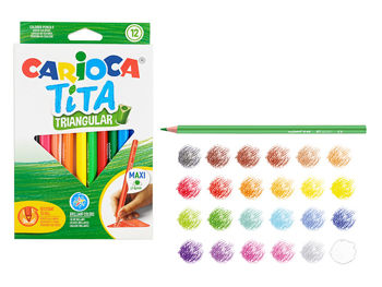 Set creioane colorate Carioca Tita Maxi Triangular 12buc 