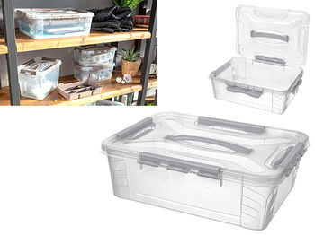 Container cu capac Grand box 10l, 39X29X12cm, cu lacate, gri 