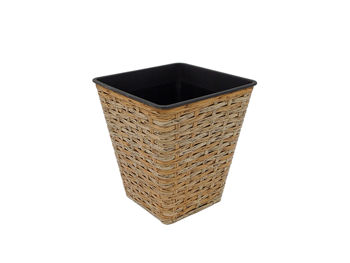 Ghiveci pentru flori "Impletitura" D19cm H20.3cm, natural si gri, ratan/ plast 