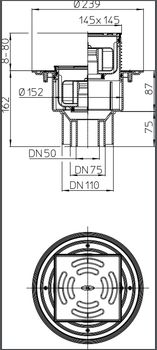 cumpără Sifon de pardoseala interior vertical PP D. 50/75/110 cu grila inox (145 x 145 mm) HL3100Pr  HL în Chișinău 