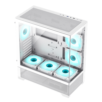Case ATX GAMEMAX Vista AW, w/o PSU, 0.6mm, 6x120mm ARGB fans, Dual TG, USB3.0, Type-C, White 