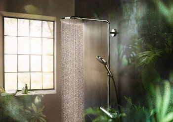 Sistema de  dus hansgrohe Raindance Select S Showerpipe 240 1jet PowderRain cu termostat, Brushed Black Chrome 