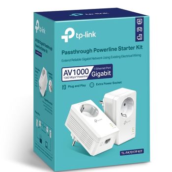 Powerline Adapter TP-Link, TL-PA7017P KIT, AV1000, 1xGbit Port, Passthrough 