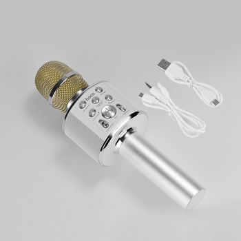Karaoke Microphone  HOCO "BK3" Silver, Wireless 