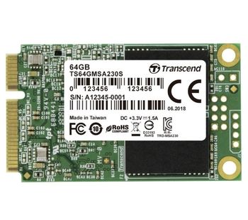 .mSATA SSD  256GB Transcend  "TS256GMSA230S" [R/W:550/400MB/s, 55/70K IOPS, SM2258H, 3D TLC] 