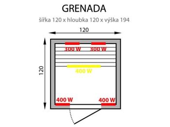 Sauna cu infrarosu "Grenada 2" 3EXX00507 (la comanda) 