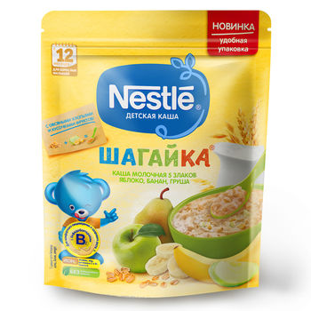 купить Каша 5 злаков яблоко-груша-банан с молоком Nestle Шагайка, с 12 месяцев, 200г в Кишинёве 