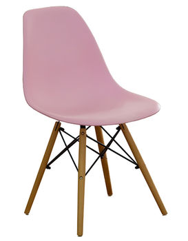 купить Пластиковый стул с деревянными ножками, 500x460x450x820 мм, розовый в Кишинёве 