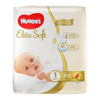 Подгузники Huggies Elite soft 1 (3-5 кг) 50 шт 