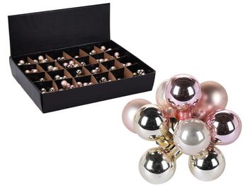 Set globuri 10X20mm, in legatura, perle roz, 4mate si 6lucioase 
