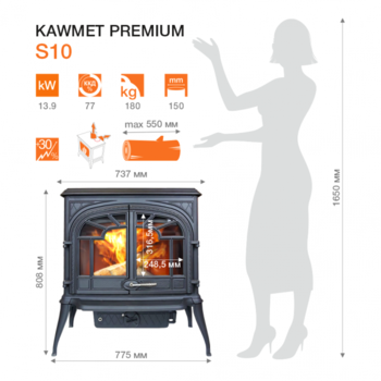 Печь чугунная KAWMET Premium SPARTA S10 EKO 13,9 kW 