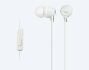 Earphones  SONY  MDR-EX15AP, Mic on cable,  4pin 3.5mm jack L-shaped, Cable: 1.2m, White 