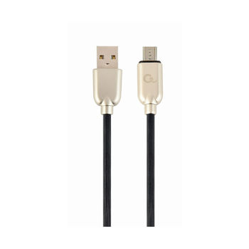 Gembird CC-USB2R-AMmBM-2M Black, USB2.0/Micro-USB Premium Rubber - 2m, USB 2.0 A-plug to Micro-USB plug, blister