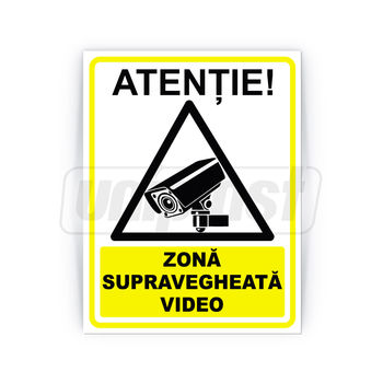 cumpără Indicator de avertizare "ZONA SUPRAVEGHEATA VIDEO" Autocolant + Dibond 26 x 20 cm în Chișinău 