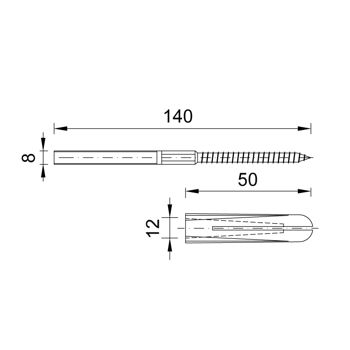 купить Шуруп с дюбелем M8x 140 неполная резьба, оцинкованный  STYRON в Кишинёве 