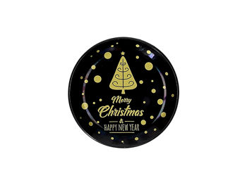 Farfurie decorativa 10cm Tognana Christmas, negru/aur 