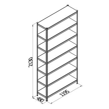 купить Стеллаж металлический Moduline 1195Wx480Dx2130H мм, 7 полок/0164PE антрацит в Кишинёве 