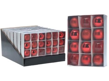 Set globuri p-u brad 12X50mm, rosii in cutie 