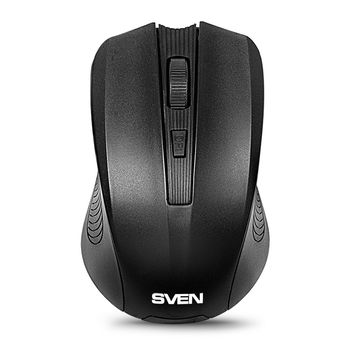 Wireless Mouse SVEN RX-400W, Optical, 600-1000 dpi, 4 buttons, Ambidextrous, BlueLED, 2xAAA, Black 