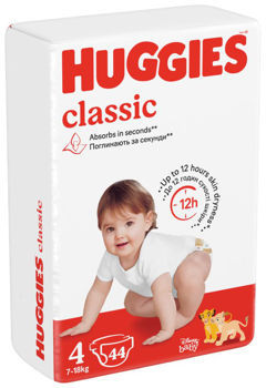 Scutece Huggies Classic Jumbo 4 (7-18 kg), 44 buc 