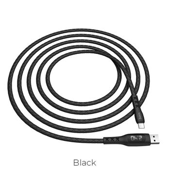 Hoco Cable USB to Type-C S6 Sentinel with Timing Display 3A 1.2m, Black 