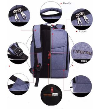 купить Городской рюкзак Tigernu T-B3169 для ноутбука 15.6", водонепроницаемый, синий в Кишинёве 