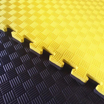 Tatami mat Eva Puzzle 1x1 m, 2 cm, 80 kg/m3 yellow-black (7869) 