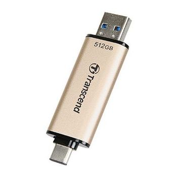 512GB USB3.1/Type-C Flash Drive  Transcend "JetFlash 930C", Gold, Classic Cap, OTG (R/W:420/400MB/s) 