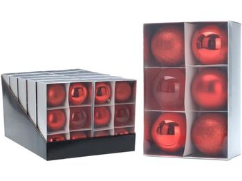 Набор шаров 6X80mm, красные, в коробке 