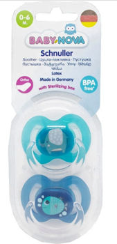 cumpără ”Baby-Nova” Suzetă ortodontică,cu inel, 0 luni+, Silicon, fără BPA, 2 buc. cu cutie pentru sterilizare (20004) în Chișinău 