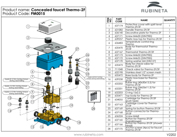 Душевая система RUBINETA THERMO-2F-OLO (SQ) 625039 