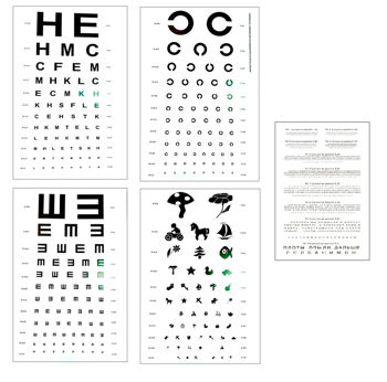 Таблицы для определения остроты зрения, комплект из 5шт. 
